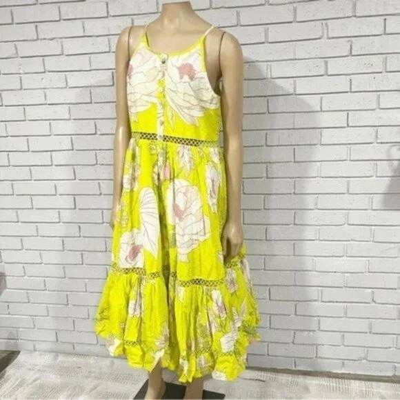 Farm Rio Women’s Neon Garden‎ Cotton Midi Dress - Size Small
